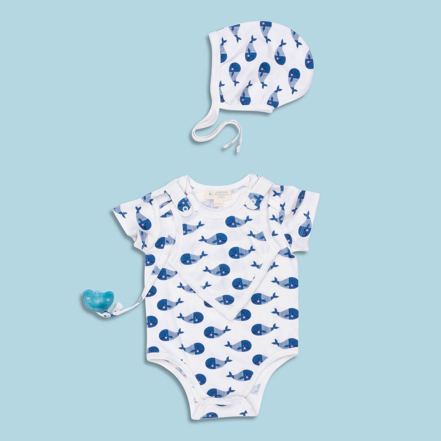 Smart Short Sleeve Baby Bodysuit + Bib - Blue Whale – Lovable Layers Kids Essentials | LovabLelayers