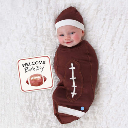 Touchdown Tot™ – Football Baby Cocoon Swaddle Set 🏈👶 – Lovable Layers Kids Essentials | LovabLelayers